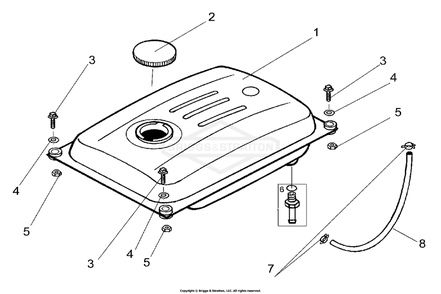 Tank Fuel Metal Diagram and Parts List for 1068-3  Briggs and Stratton Generator